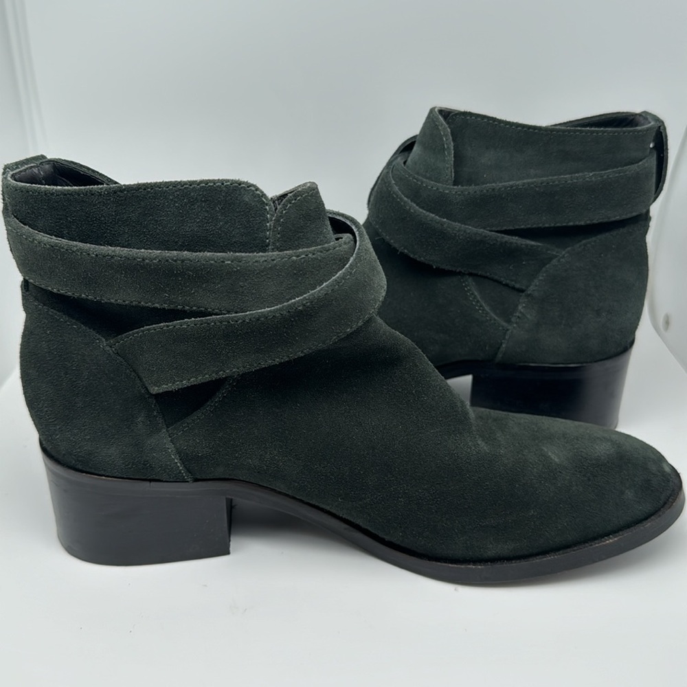 & Other Stories Chelsea Heeled Suede Ankle Leather Boots Esmerald‎ Green Size 9 - Picture 10 of 15